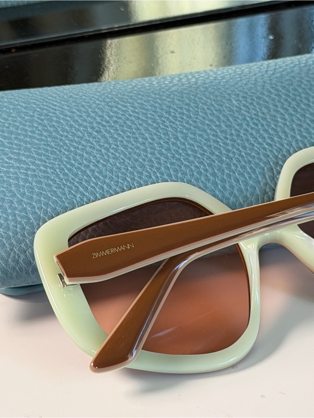 Zimmermann Two-Tone Brown & Cream Oversized Square Sunglasses - Picture 3 of 7